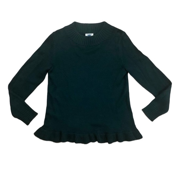 Old Navy green crew neck scalloped bottom sweater, SP - Picture 5 of 5